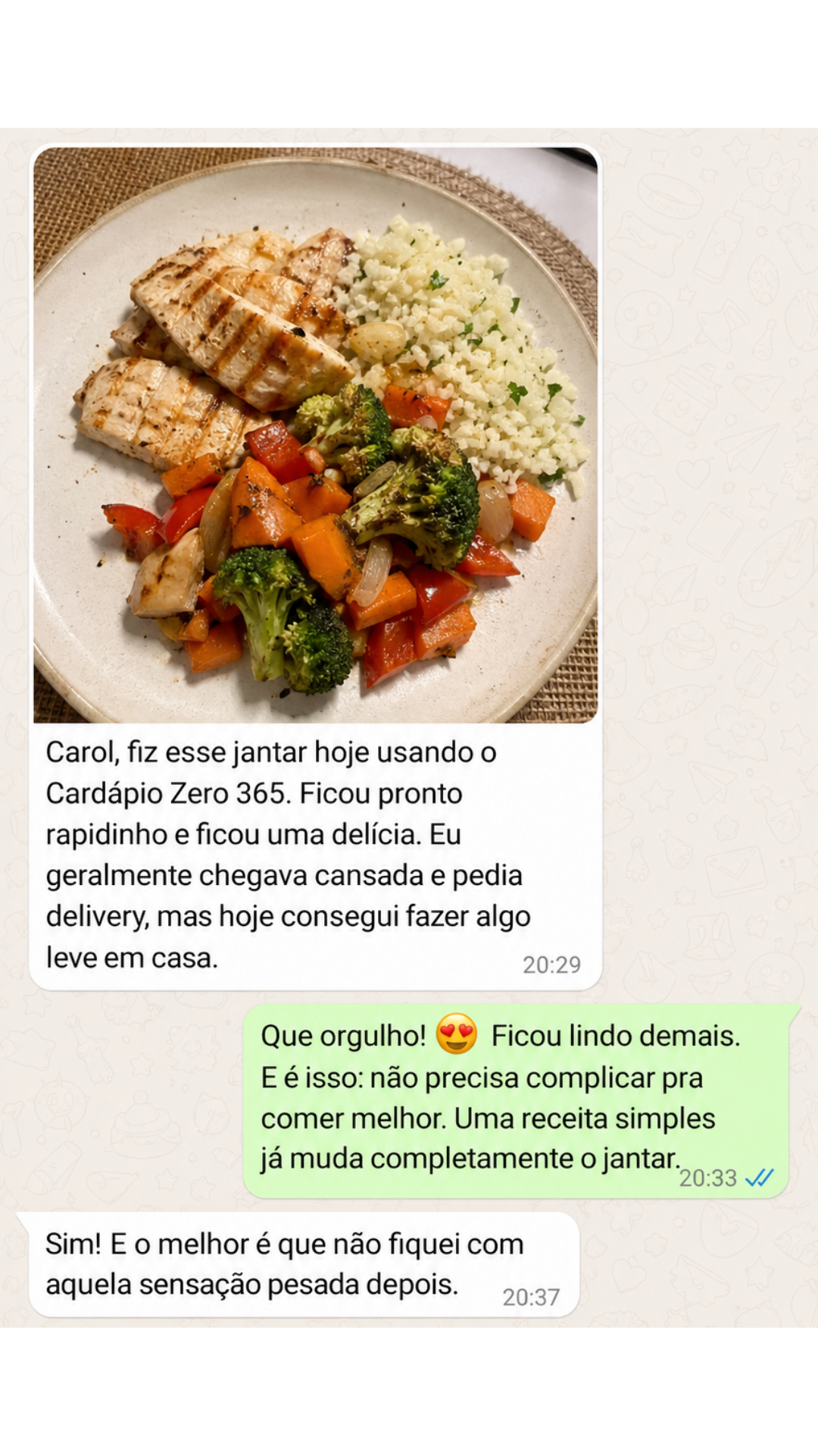Depoimento real de cliente — WhatsApp/DM