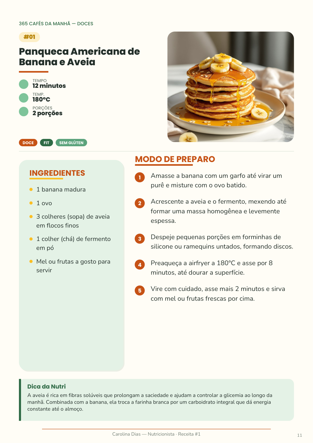 Página de receita do livro 365 Cafés da Manhã na AirFryer — exemplo 1