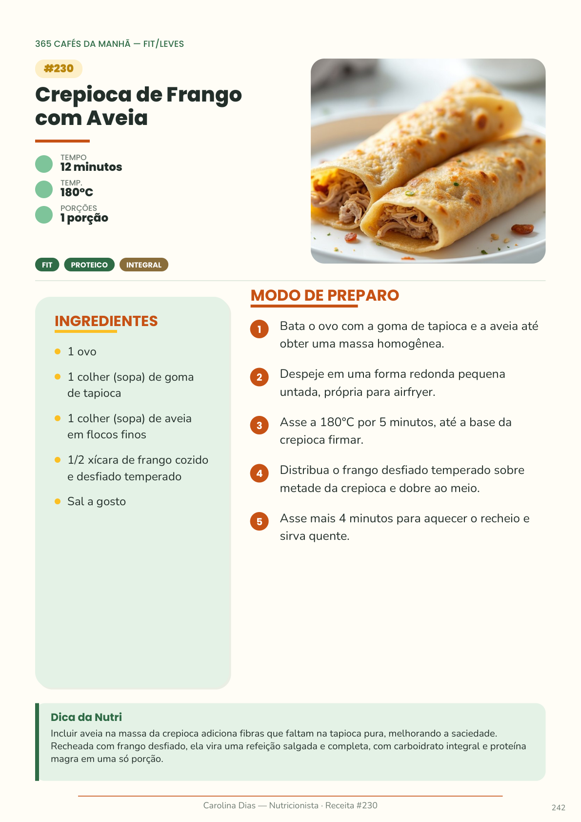 Página de receita do livro 365 Cafés da Manhã na AirFryer — exemplo 6
